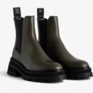 NEW IN BOX-Zadig & Voltaire Women's Ride Chelsea Olive Leather Boots, 39/9